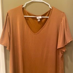 Rust flutter sleeve blouse